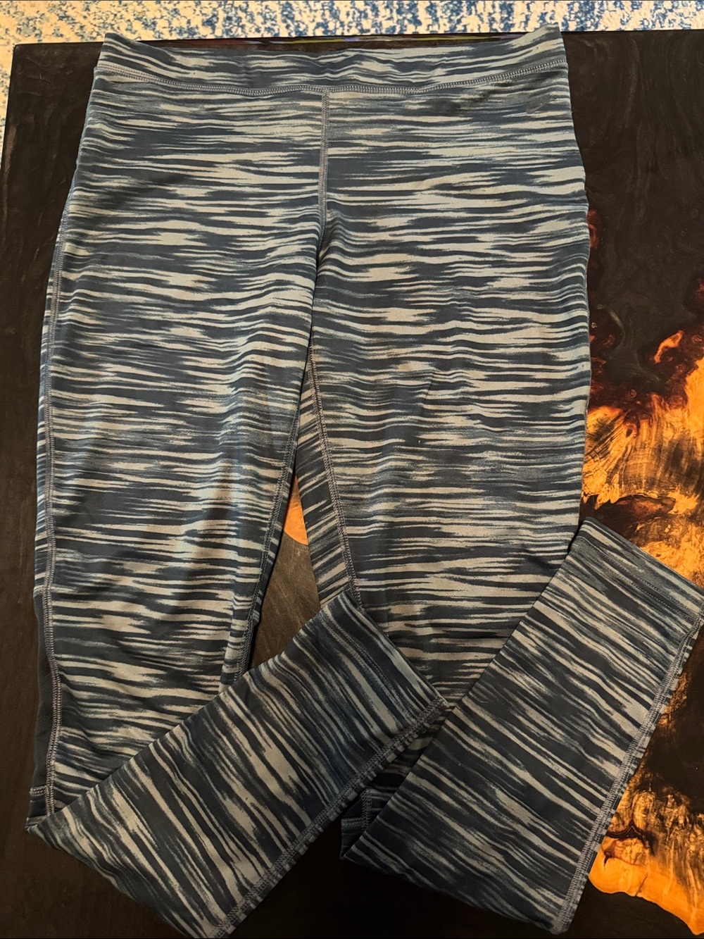 Nike Blue and White Space-Dye Leggings